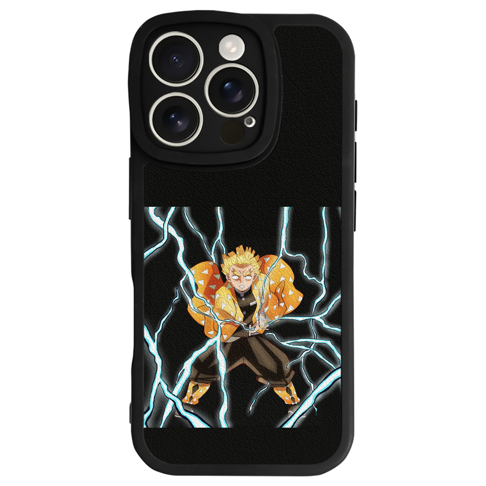 （画像用） 鬼滅の刃（きめつのやいば）我妻 善逸／あがつま ぜんいつ Agatsuma Zenitsu 【iPhone 16シリーズ対応】シリコンスマホケース（レザー調） 材質：シリコン